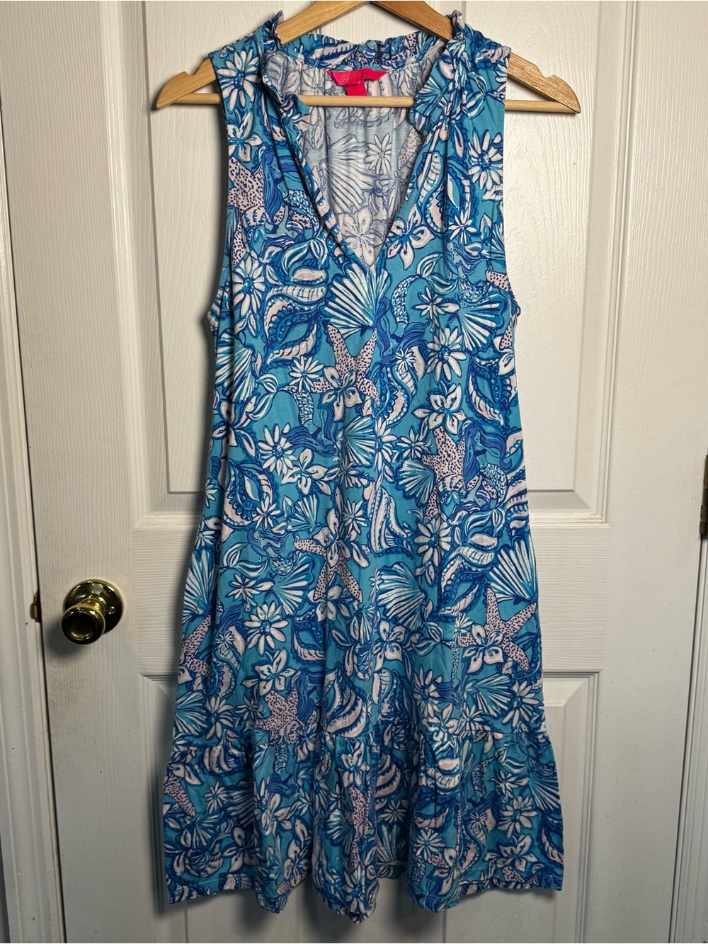 Lilly Pulitzer Malone Shift Dress Amalfi Blue Sound The Sirens Size L Pockets
